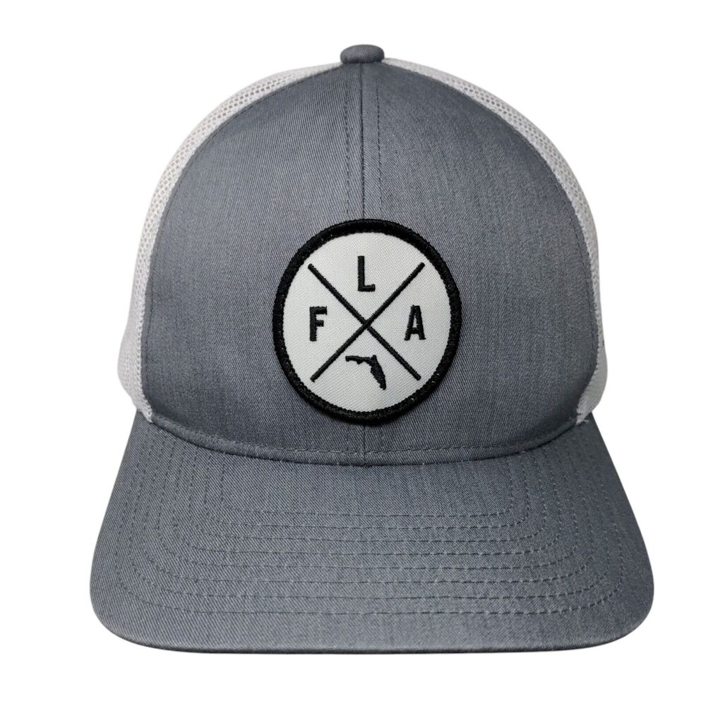 Florida Snapback Mesh Back Trucker Hat Gray One Size Colorblock Haka